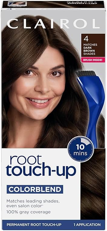 Clairol Root Touch-Up by Nice'n Easy Permanent Hair Dye, 4 Dark Brown Hair Color | 100% Gray Coverage | Easy Brush Application | Matches Professional Salon Shades | Pack of 1 - Product Image