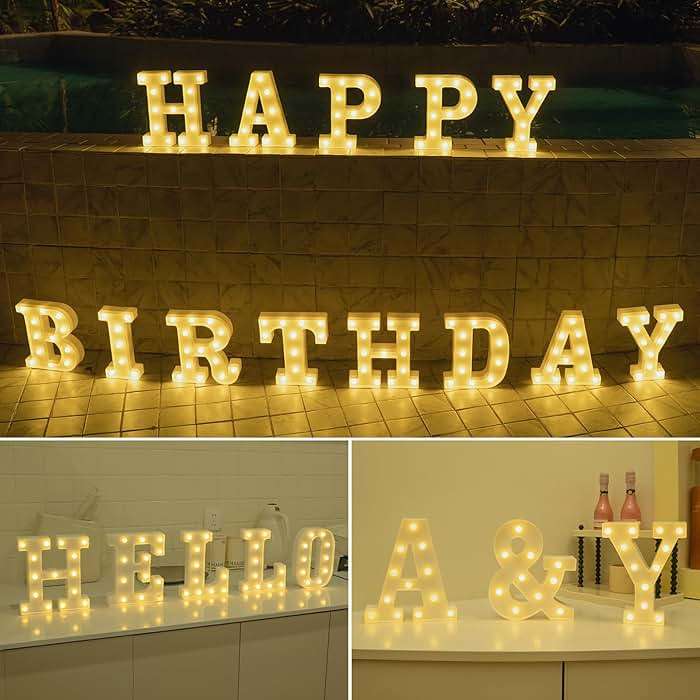 Foaky LED Letter Lights Sign Marquee Light Up Letters Sign for Night Light Wedding/Birthday Party Battery Powered Christmas Lamp Home Bar Decoration(N) - Image 6