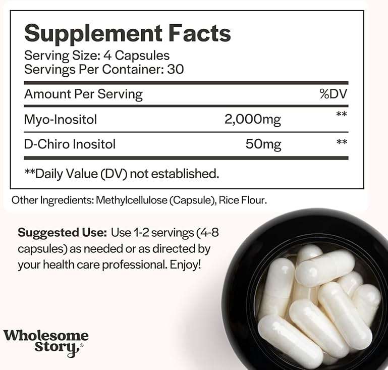 Wholesome Story Myo-Inositol & D-Chiro Inositol Supplement for Women | Fertility Supplements for Hormonal Balance & Ovarian Health Support | Myoinositol | Ideal 40:1 Ratio | 30 Servings - Image 3