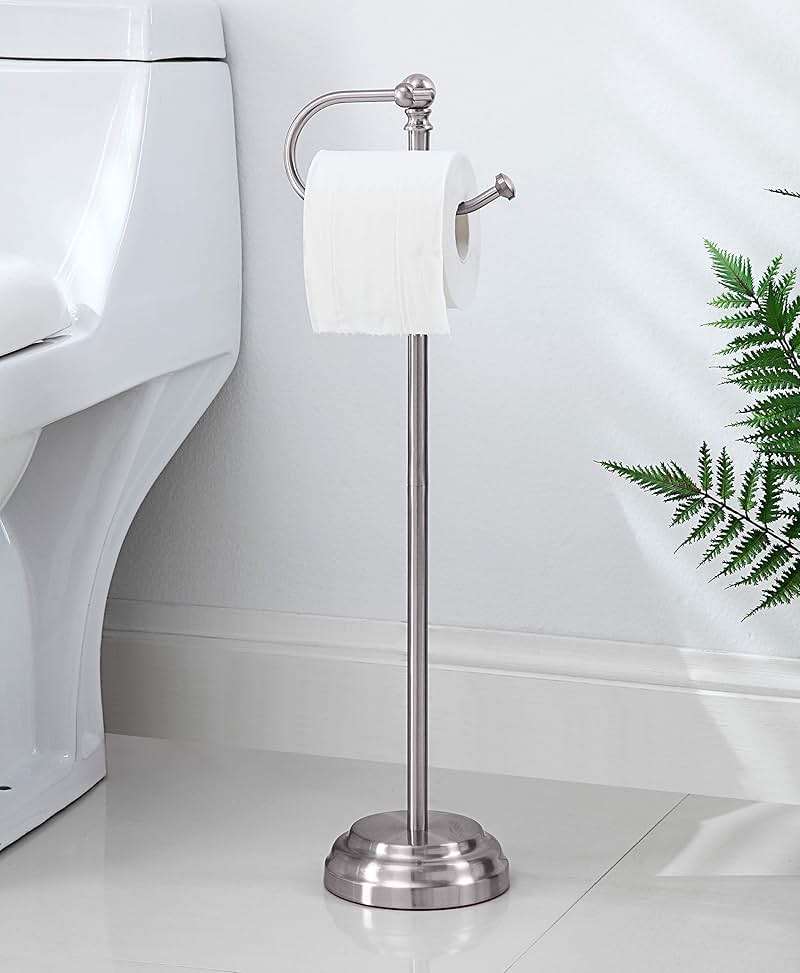 SunnyPoint Classic Bathroom Free Standing Toilet Tissue Paper Roll Holder Stand - Image 2