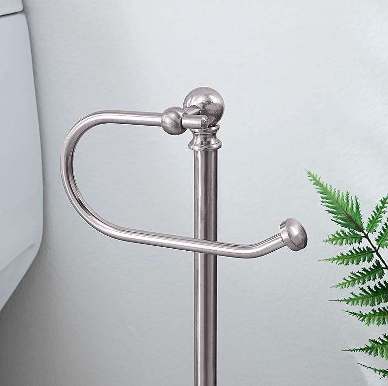 SunnyPoint Classic Bathroom Free Standing Toilet Tissue Paper Roll Holder Stand - Image 4