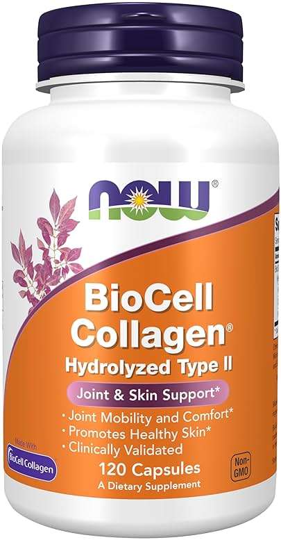 NOW Foods Supplements, BioCell Collagen® Hydrolyzed Type II, Clinically Validated, 120 Veg Capsules - Image 1