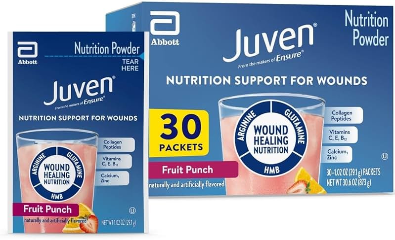 Juven Therapeutic Nutrition Drink Powder Including Collagen Peptides, Amino Acids, and HMB For Wound Healing Support, Fruit Punch, 30 Packets - Product Image