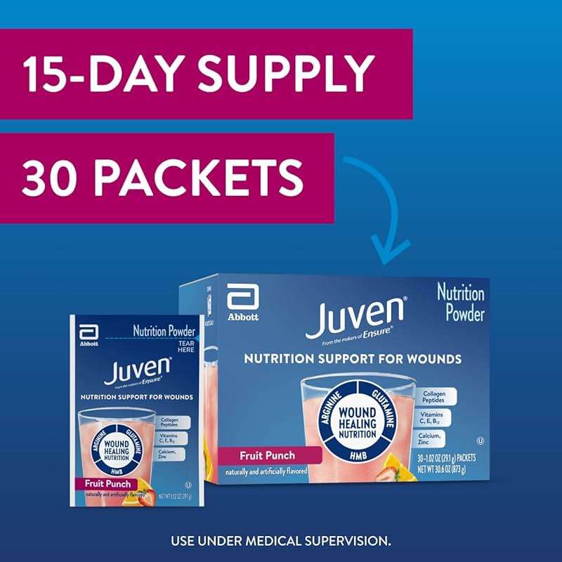 Juven Therapeutic Nutrition Drink Powder Including Collagen Peptides, Amino Acids, and HMB For Wound Healing Support, Fruit Punch, 30 Packets - Image 10