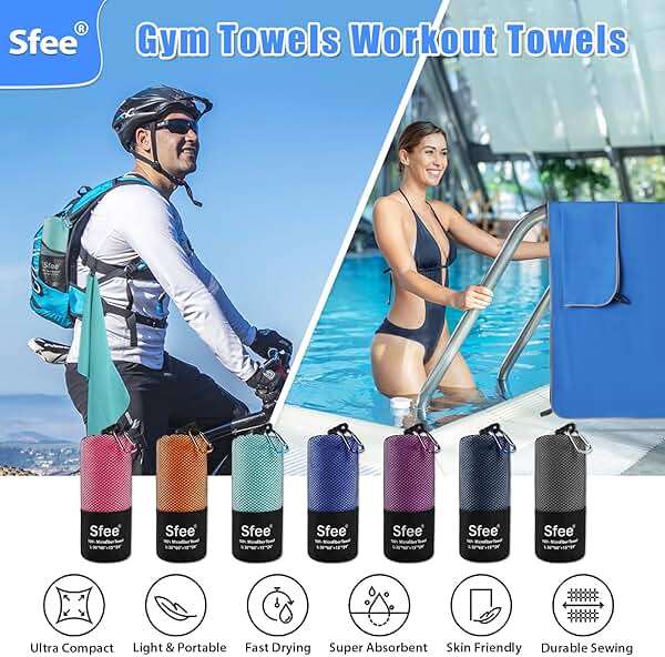 Sfee 2 Pack Microfiber Travel Towel, Quick Dry Towel Camping Beach Towel Super Absorbent Compact Lightweight Sports Gym Towels Set for Beach, Gym, Hiking, Pool, Backpacking, Bath, Yoga - Image 5