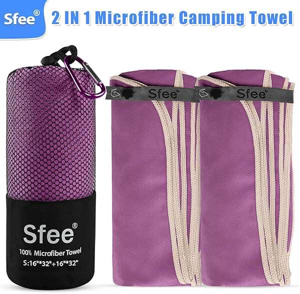 Sfee 2 Pack Microfiber Travel Towel, Quick Dry Towel Camping Beach Towel Super Absorbent Compact Lightweight Sports Gym Towels Set for Beach, Gym, Hiking, Pool, Backpacking, Bath, Yoga - Image 7