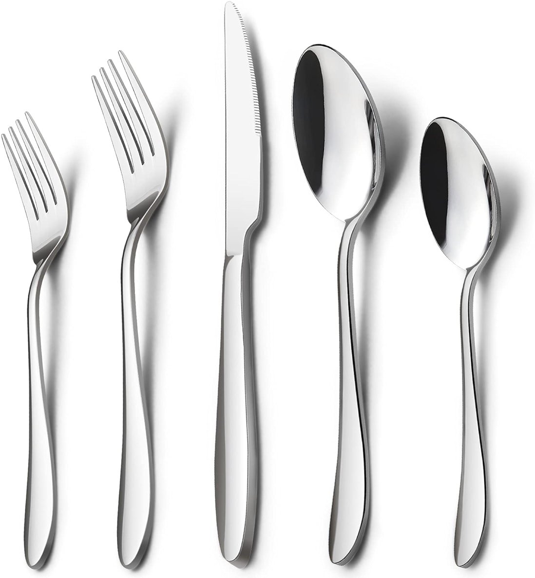 HaWare 40-Piece Silverware Set, Stainless Steel Flatware Service for 8, Modern Tableware Cutlery for Home, Elegant Eating Utensils Include Knives/Spoons/Forks, Mirror Polished, Dishwasher Safe - Product Image