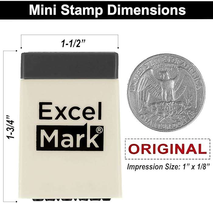 ExcelMark Mini Office Message Rubber Stamp Set - Red Ink - Storage Tray Included - Image 2