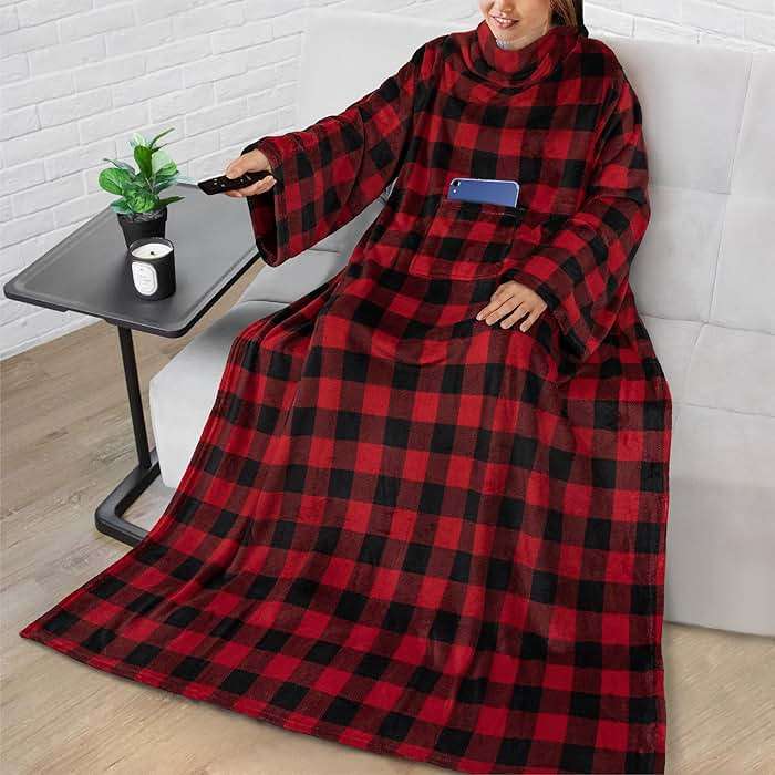 PAVILIA Wearable Blanket with Sleeves for Adult Women Men, Cozy Fleece Warm Wrap Throw with Arms, Gifts for Christmas, Wife - Image 9