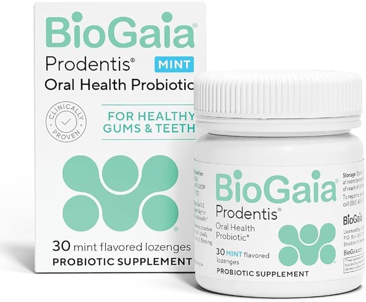 BioGaia Prodentis | Oral Probiotics | Promotes Healthy Gums & Teeth | Defends Against Bad Breath & Dental Problems | Improves Oral Health | Mint Flavored | 30 Dental Probiotic Lozenges - Product Image