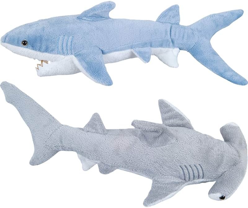 Bedwina Stuffed Animal Sharks - Pack of 2 Large, 14 inch Mako & 13 inch Hammerhead Plush Shark Toys, Stuff Animals Toy, for Baby Toddlers & Kids - Product Image