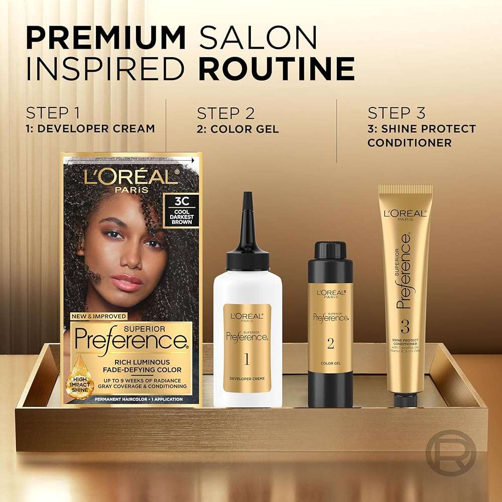 L'Oreal Paris Superior Preference Luminous Fade-Defying Permanent Hair Color, Hair Dye For Up to 9 Weeks of Radiance, Light Silver Blonde 8S, 1 Hair Dye Kit - Image 3