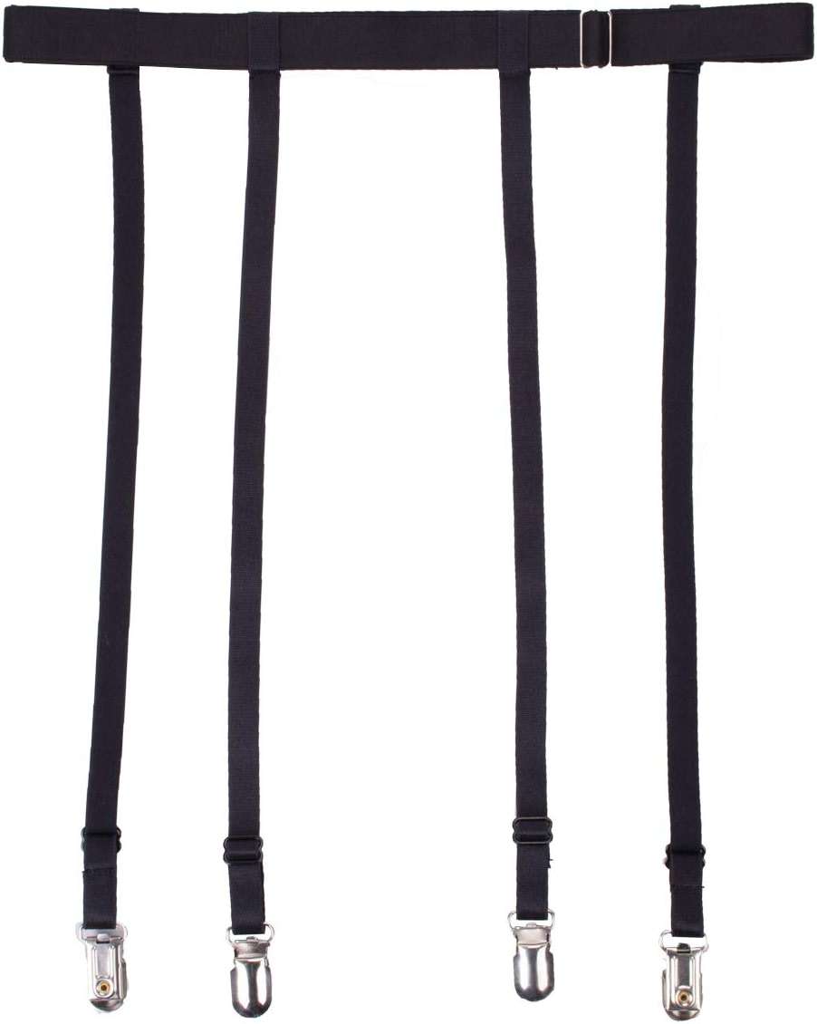 Women Black Simplicity Sexy Suspender Garter Belt for Thigh High Stockings, Metal Clips - Image 1