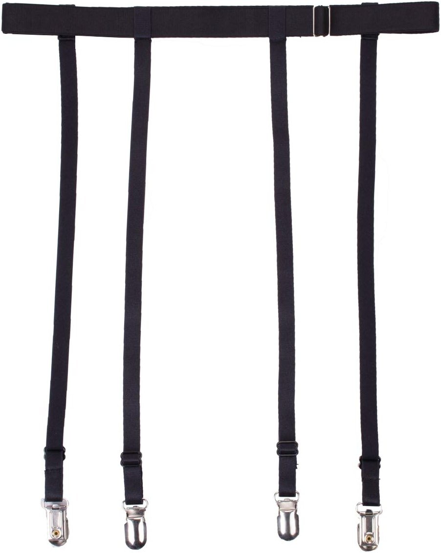 Women Black Simplicity Sexy Suspender Garter Belt for Thigh High Stockings, Metal Clips - Product Image