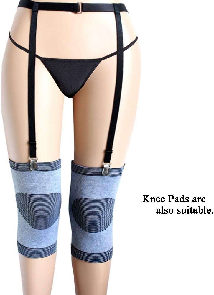 Women Black Simplicity Sexy Suspender Garter Belt for Thigh High Stockings, Metal Clips - Image 6