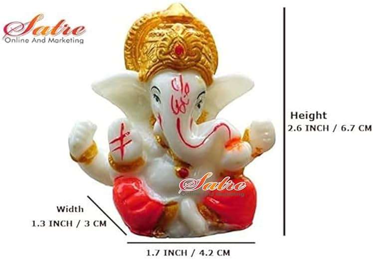 Satre Online and Marketing 2.6" Small Ganesha Statue/Mini Lord Ganesh/Ganpati Polyresin Idol / (Multicolour) - Image 3