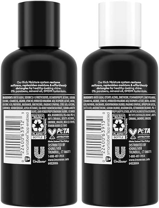 TRESemmé Travel Essentials, Rich Moisture Shampoo 3-Pack + Conditioner 3-Pack – Moisturizing Hair Care with Hyaluronic Acid, Paraben-Free, 3 Oz Ea - Image 2