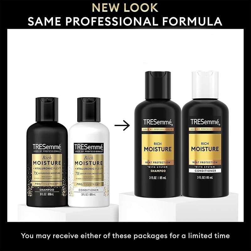 TRESemmé Travel Essentials, Rich Moisture Shampoo 3-Pack + Conditioner 3-Pack – Moisturizing Hair Care with Hyaluronic Acid, Paraben-Free, 3 Oz Ea - Image 3