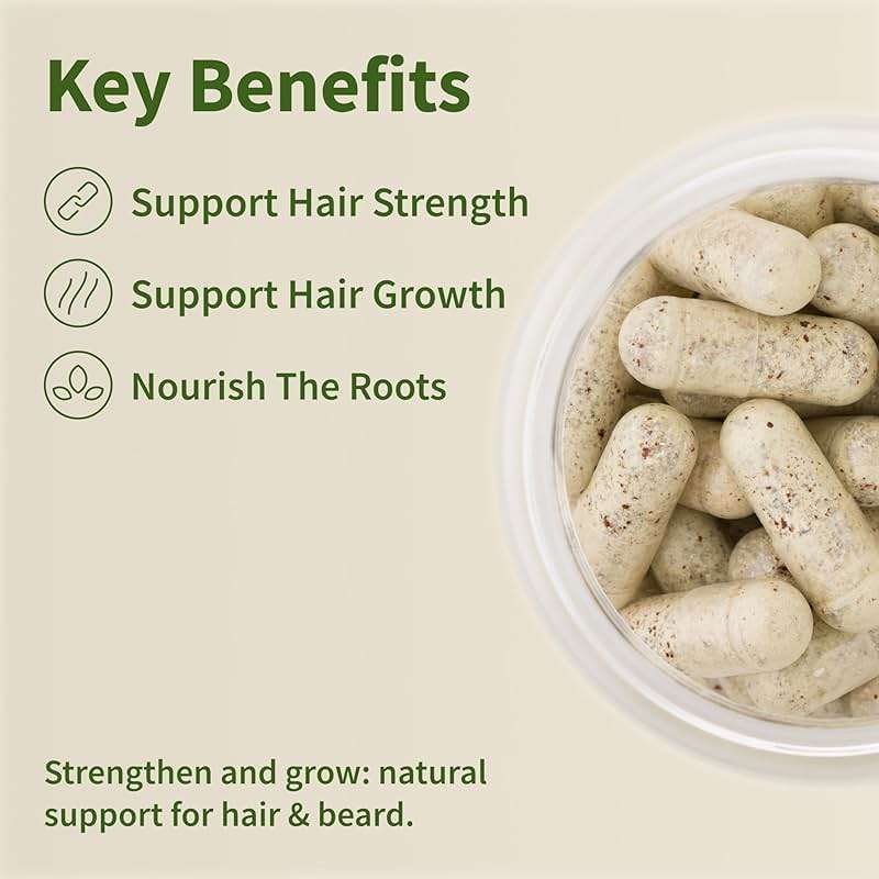 Hair Growth Supplement - Promotes Hair Regrowth, Stops Hair Loss & Boosts Beard Growth with Biotin, Kelp, Bamboo & More for Skin, Nails & Hair (60 Capsules) - Image 7