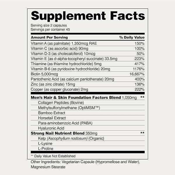 Hair Growth Supplement - Promotes Hair Regrowth, Stops Hair Loss & Boosts Beard Growth with Biotin, Kelp, Bamboo & More for Skin, Nails & Hair (60 Capsules) - Image 9