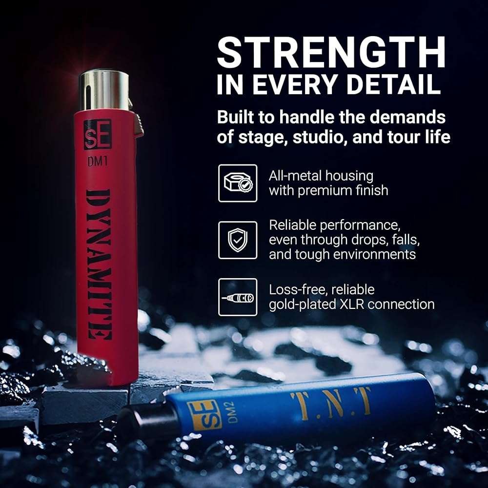 sE Electronics DM1 Dynamite Ultra-Slim Inline Microphone Preamp for Ribbon & Dynamic Microphones - Mic Preamp with +28dB Gain for Clean, Natural Sound - Ideal for Podcasting & Live Sound (Red) - Image 8