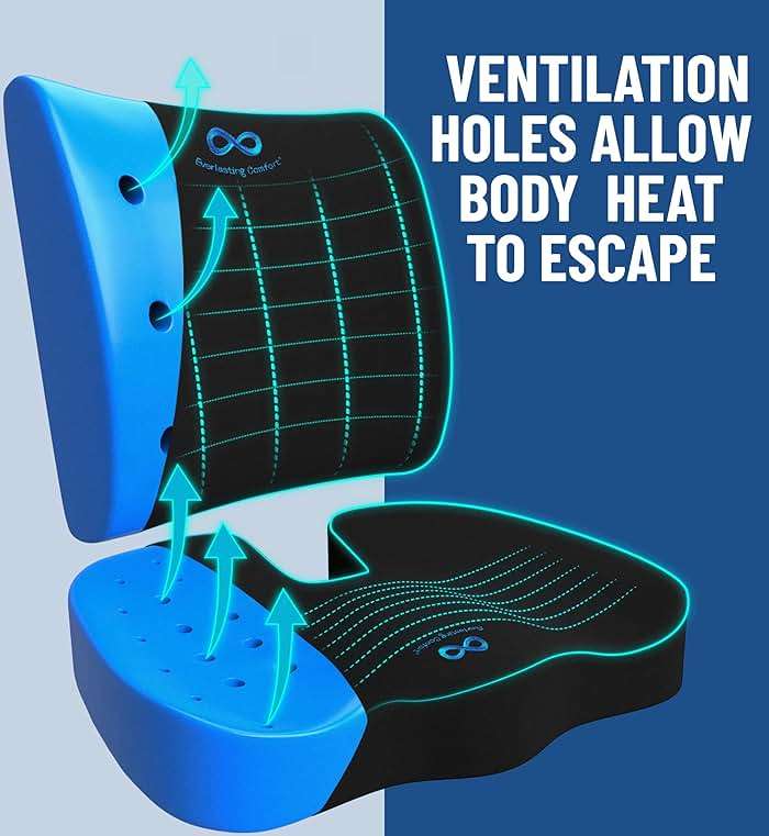 Everlasting Comfort Doctor Recommended Memory Foam Seat Cushion for Office Chairs & Car - Ergonomic Office Desk Accessories - Cushions for Tailbone Pain Relief, Sciatica & Back Support Pillow - Image 5