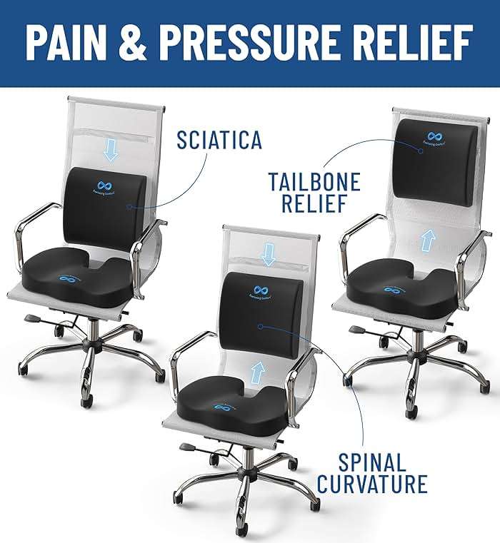 Everlasting Comfort Doctor Recommended Memory Foam Seat Cushion for Office Chairs & Car - Ergonomic Office Desk Accessories - Cushions for Tailbone Pain Relief, Sciatica & Back Support Pillow - Image 6
