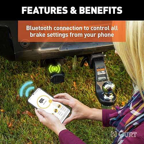 CURT 51180 Echo Wireless Trailer Brake Controller, Bluetooth Smartphone App, Mobile Electric Proportional Brake Controller, 7-Way RV Blade Plug, Portable, 1-2 Axles - Image 6