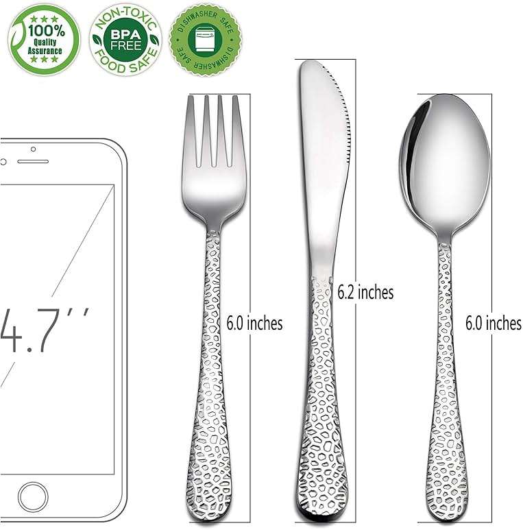 HaWare 9-Piece Toddler Kids Silverware Flatware Set, Stainless Steel Hammered(Adult Look) Preschooler Eating Utensils, Adult Diet Tableware, Includes 3 Spoons 3 Forks 3 Butter Knives, Dishwasher Safe - Image 3