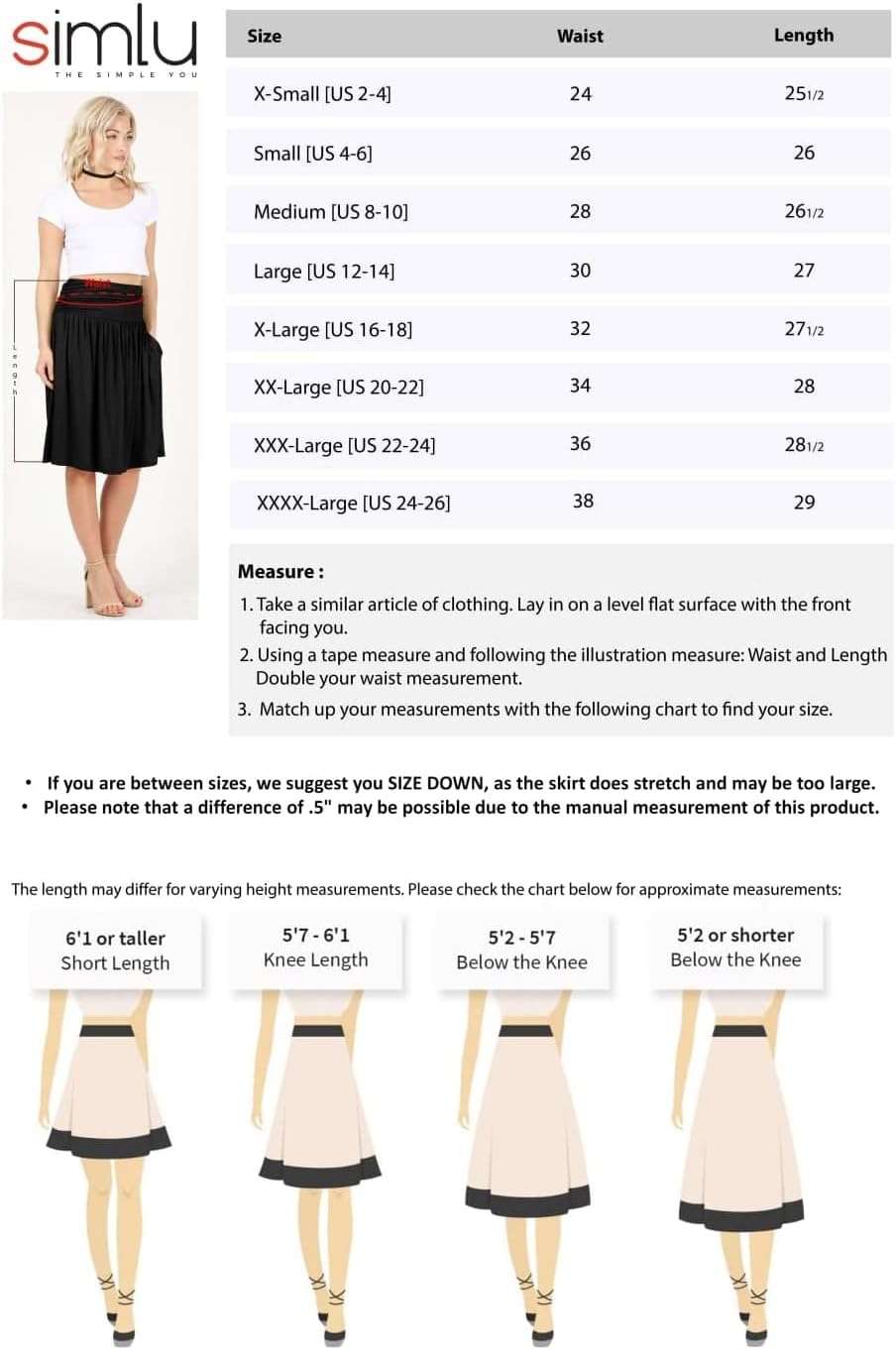 Simlu Skirts for Women Regular and Plus Size Skirt with Pockets Below The Knee Length Ruched Flowy Midi Skirt - Image 6