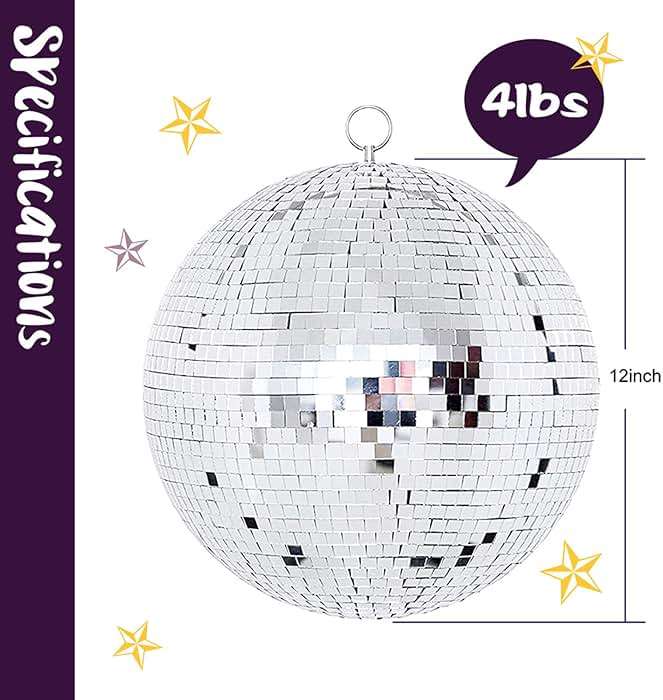Youdepot Disco Ball 12-Inch – Large Hanging Mirror Ball Disco Ball Decor for Disco Party Decorations, Weddings, Events, Disco Christmas Decor, and Home Celebrations - Image 2