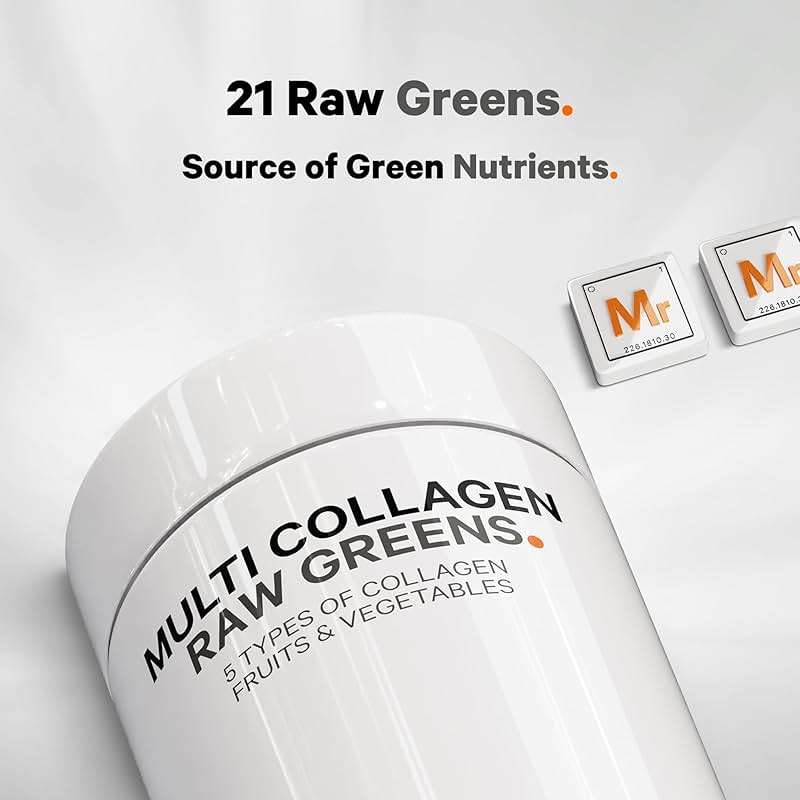 Codeage Multi Collagen Protein + Organic Raw Greens Superfood Capsules Supplement, 21 Fruits & Veggies, Grass-Fed Hydrolyzed Collagen Peptides, 5 Types All-in-One, 180 Count - Image 4