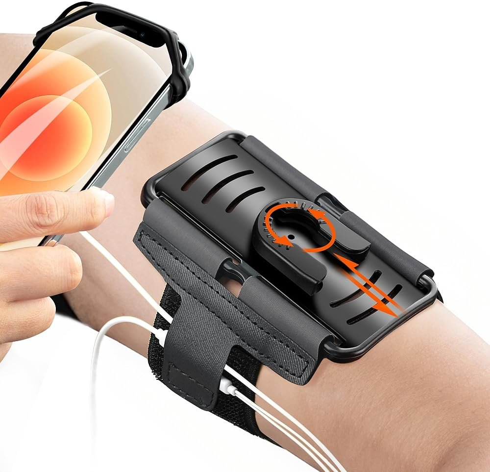 Newppon Cell Phone Running Armband - Detachable & 360° Rotatable Universal Cellphone Arm Band for iPhone 17 16 15 14 13 Pro Max Plus Samsung Galaxy Note S24 S23 for Workout Exercising Walking Jogging - Product Image