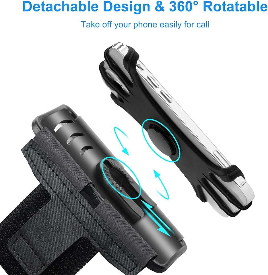 Newppon Cell Phone Running Armband - Detachable & 360° Rotatable Universal Cellphone Arm Band for iPhone 17 16 15 14 13 Pro Max Plus Samsung Galaxy Note S24 S23 for Workout Exercising Walking Jogging - Image 2