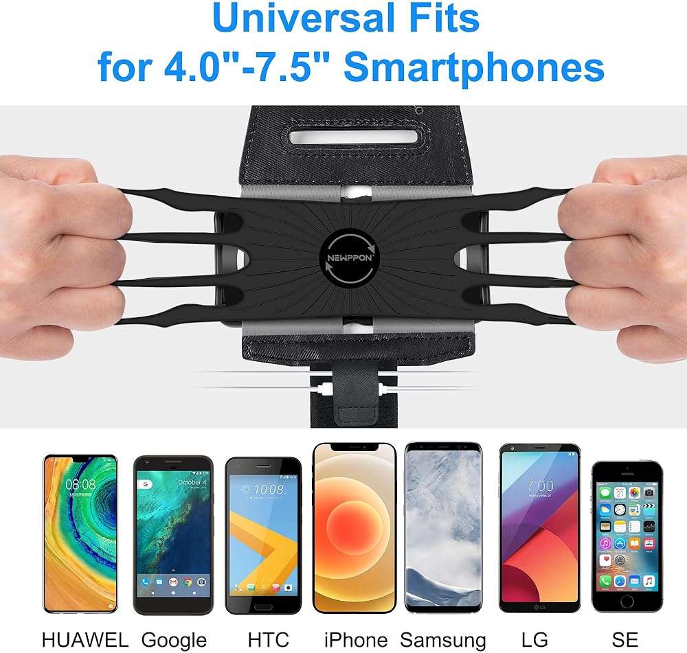 Newppon Cell Phone Running Armband - Detachable & 360° Rotatable Universal Cellphone Arm Band for iPhone 17 16 15 14 13 Pro Max Plus Samsung Galaxy Note S24 S23 for Workout Exercising Walking Jogging - Image 3