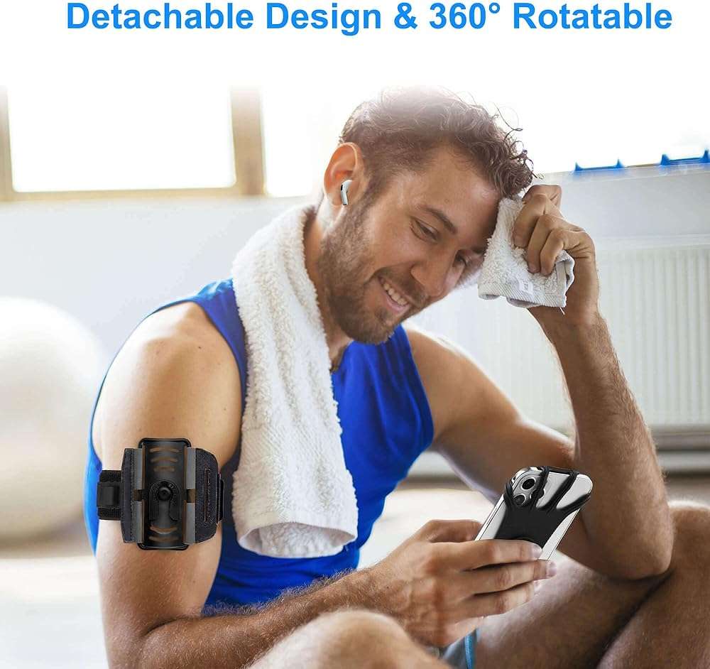 Newppon Cell Phone Running Armband - Detachable & 360° Rotatable Universal Cellphone Arm Band for iPhone 17 16 15 14 13 Pro Max Plus Samsung Galaxy Note S24 S23 for Workout Exercising Walking Jogging - Image 8