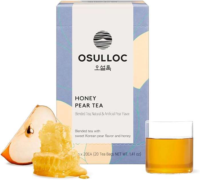OSULLOC Honey Pear Tea (Sweet Pear & Honey Flavor), Iced tea bags Fruit tea Blend, Premium Teabags from Jeju Island, 20 count - Image 1