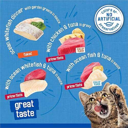 Purina Friskies Wet Cat Food Variety Pack, Oceans of Delight Flaked and Prime Filets - (Pack of 40) 5.5 oz. Cans - Image 5