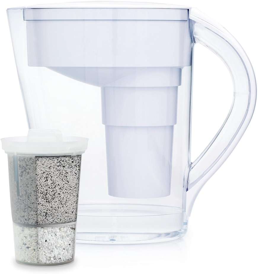 Santevia MINA Alkaline Water Filter Pitcher | 9-Cup at Water Filter System That Adds Minerals and Makes Alkaline Water | Fluoride, Chlorine and Lead Water Filter | American Filtration Media - Image 1