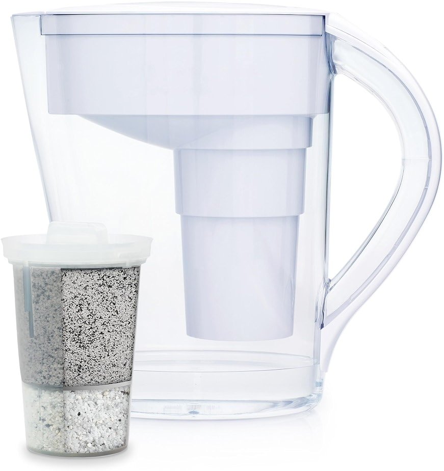 Santevia MINA Alkaline Water Filter Pitcher | 9-Cup at Water Filter System That Adds Minerals and Makes Alkaline Water | Fluoride, Chlorine and Lead Water Filter | American Filtration Media - Product Image