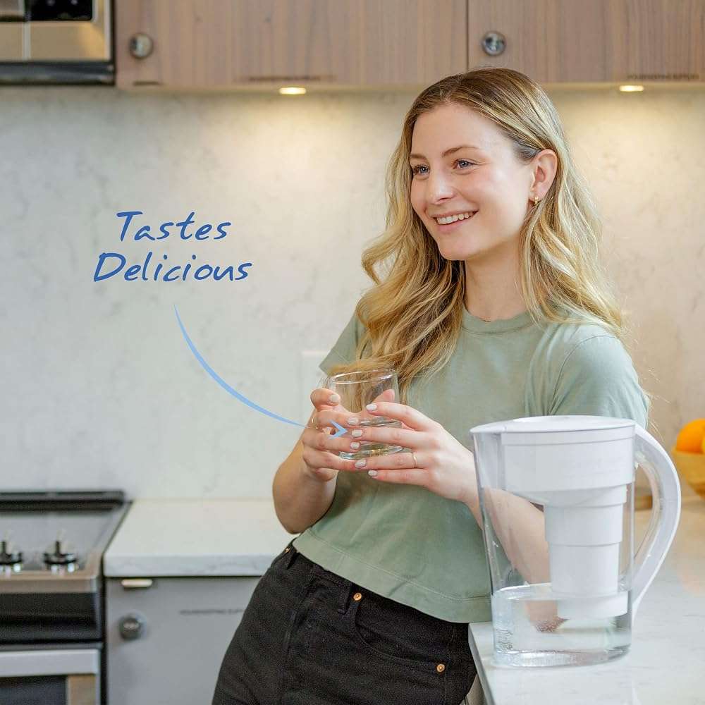 Santevia MINA Alkaline Water Filter Pitcher | 9-Cup at Water Filter System That Adds Minerals and Makes Alkaline Water | Fluoride, Chlorine and Lead Water Filter | American Filtration Media - Image 2
