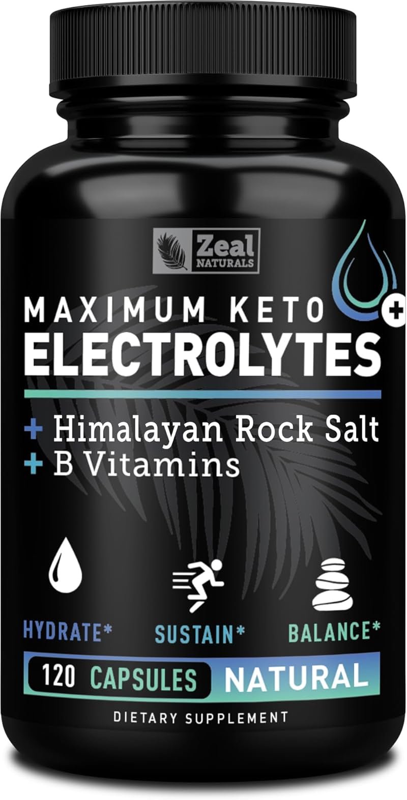 Zeal Keto Electrolyte Capsules - 120 Capsules | Keto Electrolytes Tablets for Rehydration | B-Vitamins + Pink Himalayan Salt | Potassium, Zinc, Magnesium, Sodium | Hydration Supplement - Product Image