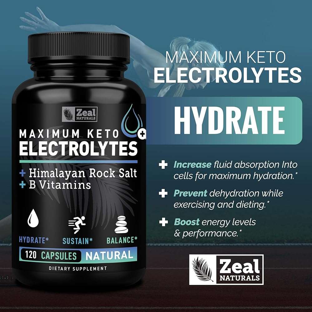 Zeal Keto Electrolyte Capsules - 120 Capsules | Keto Electrolytes Tablets for Rehydration | B-Vitamins + Pink Himalayan Salt | Potassium, Zinc, Magnesium, Sodium | Hydration Supplement - Image 5