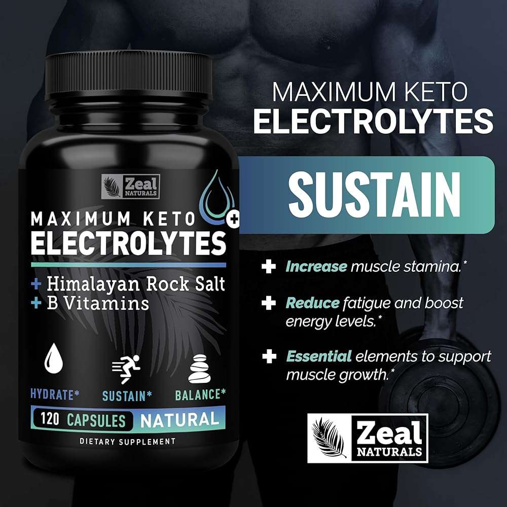 Zeal Keto Electrolyte Capsules - 120 Capsules | Keto Electrolytes Tablets for Rehydration | B-Vitamins + Pink Himalayan Salt | Potassium, Zinc, Magnesium, Sodium | Hydration Supplement - Image 6