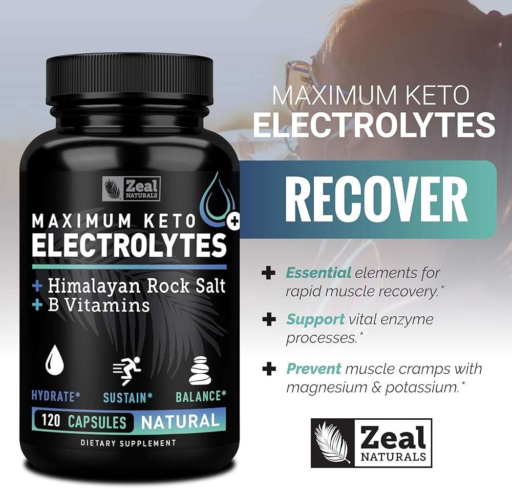 Zeal Keto Electrolyte Capsules - 120 Capsules | Keto Electrolytes Tablets for Rehydration | B-Vitamins + Pink Himalayan Salt | Potassium, Zinc, Magnesium, Sodium | Hydration Supplement - Image 7
