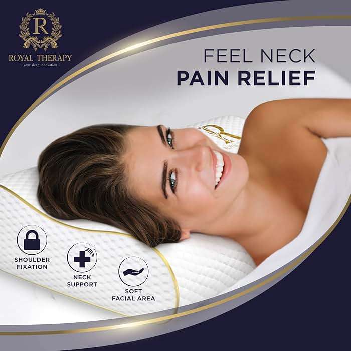 Royal Therapy Memory Foam Pillow, Queen Neck Pain Relief, Contour Cervical Pillow, for Neck and Shoulder Pain, Side, Back and Stomach Sleeper, 24x14x5 inches - Image 2