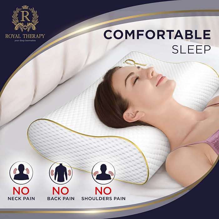 Royal Therapy Memory Foam Pillow, Queen Neck Pain Relief, Contour Cervical Pillow, for Neck and Shoulder Pain, Side, Back and Stomach Sleeper, 24x14x5 inches - Image 3