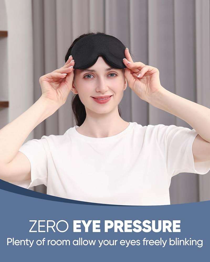 MZOO Luxury Sleep Eye Mask for Side Sleeper Men Women, Zero Eye Pressure 3D Sleeping Mask, Light Blocking Patented Design Night Blindfold, Soft Eye Shade Cover for Travel, Black - Image 2