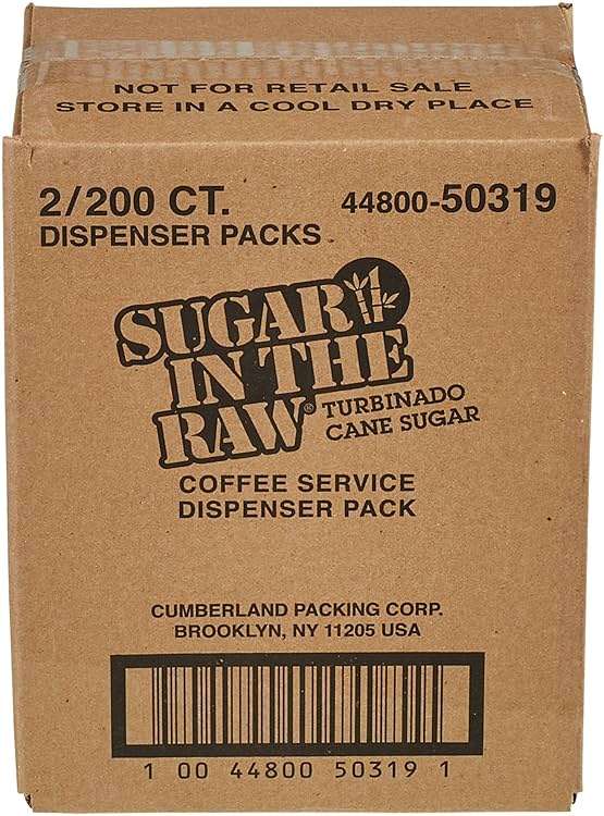 Sugar In The Raw Granulated Turbinado Cane Sugar On The Go Packets, No Erythritol, Pure Natural Sweetener, Hot & Cold Drinks, Coffee, Baking, Vegan, Gluten-Free, Non-GMO, 200 Count Packets (2-Pack) - Image 2