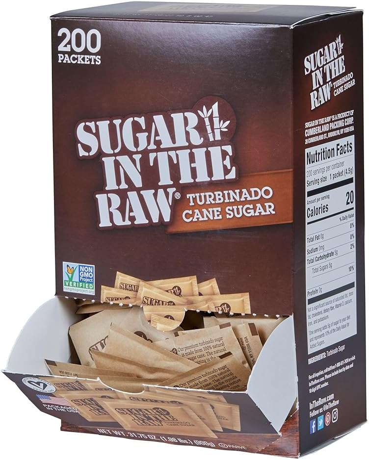 Sugar In The Raw Granulated Turbinado Cane Sugar On The Go Packets, No Erythritol, Pure Natural Sweetener, Hot & Cold Drinks, Coffee, Baking, Vegan, Gluten-Free, Non-GMO, 200 Count Packets (2-Pack) - Image 8